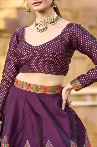Woven Design Jacquard Ready To Wear Lehenga & Unstitched Blouse With Dupatta