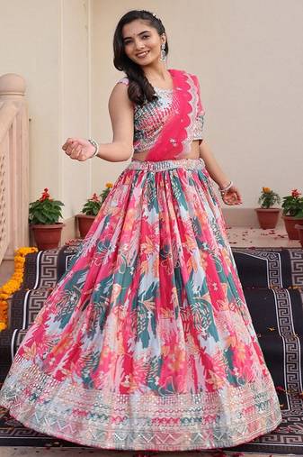 Embellished Sequinned Semi Stitched Lehenga & Unstitched Blouse With Dupatta