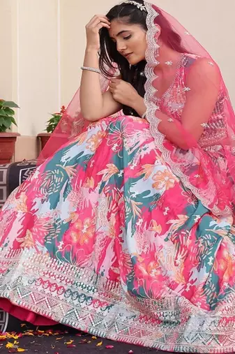 Embellished Sequinned Semi Stitched Lehenga & Unstitched Blouse With Dupatta