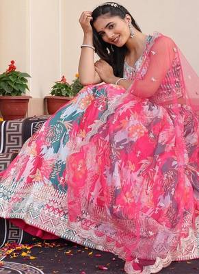 Embellished Sequinned Semi Stitched Lehenga & Unstitched Blouse With Dupatta 4