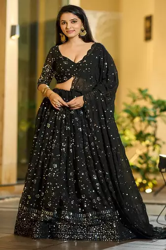 Embellished Sequinned Ready to Wear Lehenga & Unstitched Blouse With Dupatta