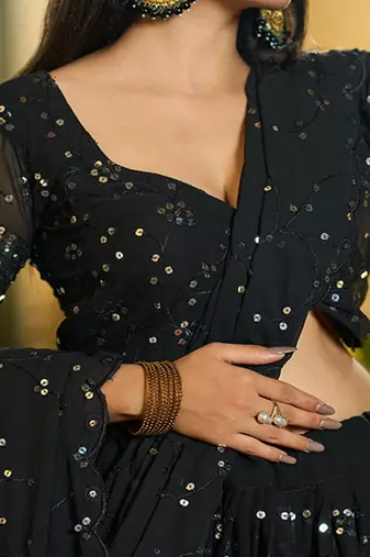 Embellished Sequinned Ready to Wear Lehenga & Unstitched Blouse With Dupatta