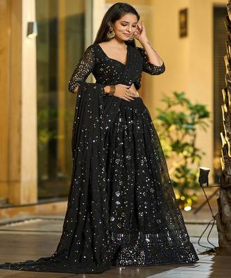 Embellished Sequinned Ready to Wear Lehenga & Unstitched Blouse With Dupatta 3