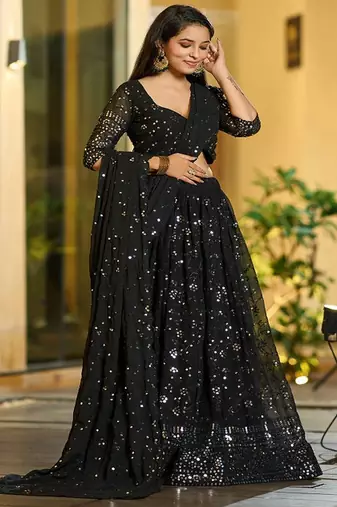 Embellished Sequinned Ready to Wear Lehenga & Unstitched Blouse With Dupatta