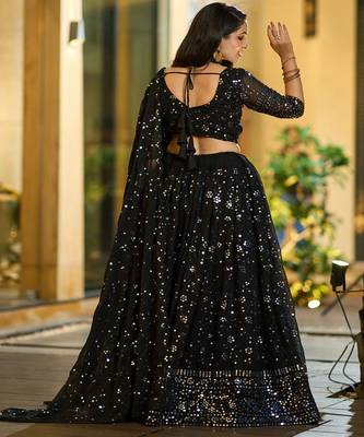 Embellished Sequinned Ready to Wear Lehenga & Unstitched Blouse With Dupatta 4