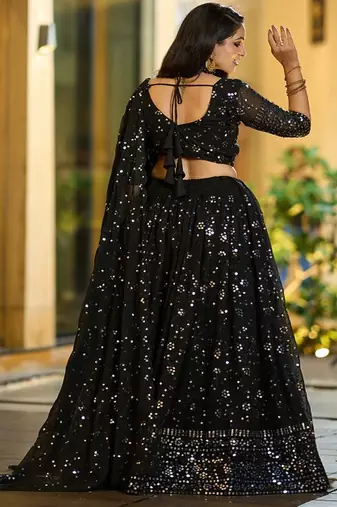 Embellished Sequinned Ready to Wear Lehenga & Unstitched Blouse With Dupatta