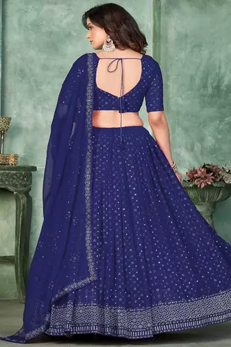 Embroidered Sequinned Semi Stitched Lehenga & Unstitched Blouse With Dupatta