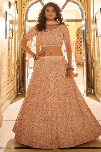 Embroidered Beads and Stones Semi Stitched Lehenga & Blouse With Dupatta