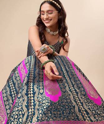 Woven Design Ready to Wear Lehenga & Unstitched Blouse With Dupatta 2