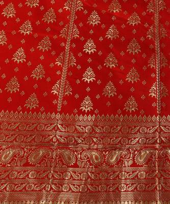 Red & Green Semi Stitched Lehenga & Unstitched Blouse With Dupatta 3