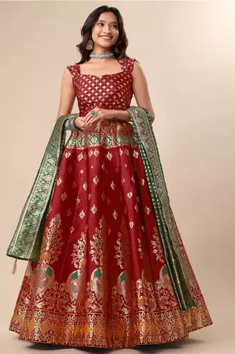 Woven Design Ready to Wear Lehenga & Unstitched Blouse With Dupatta