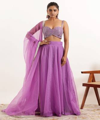 Embroidered Mirror Work Ready to Wear Lehenga With Blouse & Dupatta 1