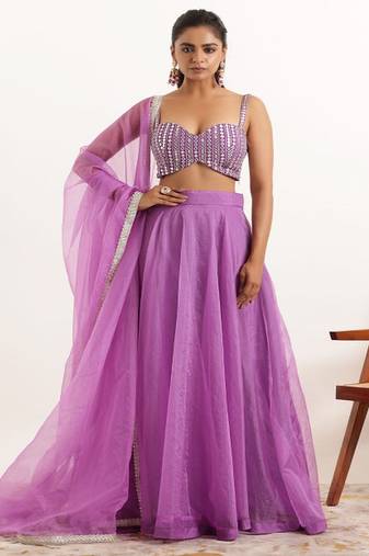 Embroidered Mirror Work Ready to Wear Lehenga With Blouse & Dupatta