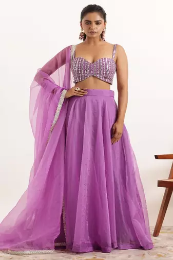 Embroidered Mirror Work Ready to Wear Lehenga With Blouse & Dupatta