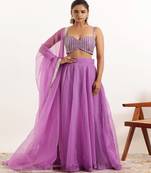 Embroidered Mirror Work Ready to Wear Lehenga With Blouse & Dupatta