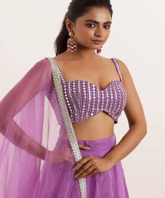 Embroidered Mirror Work Ready to Wear Lehenga With Blouse & Dupatta 2