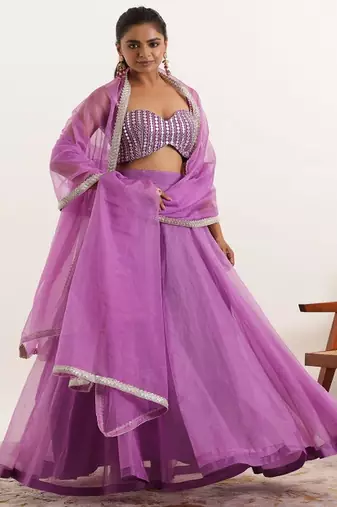 Embroidered Mirror Work Ready to Wear Lehenga With Blouse & Dupatta