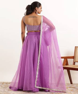 Embroidered Mirror Work Ready to Wear Lehenga With Blouse & Dupatta 4