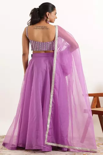 Embroidered Mirror Work Ready to Wear Lehenga With Blouse & Dupatta