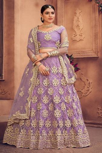 Embroidered Thread Work Semi Stitched Lehenga & Unstitched Blouse With Dupatta