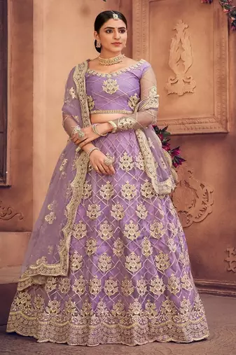 Embroidered Thread Work Semi Stitched Lehenga & Unstitched Blouse With Dupatta