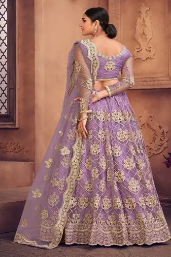 Embroidered Thread Work Semi Stitched Lehenga & Unstitched Blouse With Dupatta