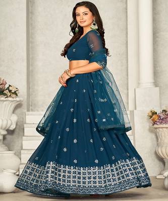 Embellished Sequinned Semi Stitched Lehenga & Unstitched Blouse With Dupatta 3