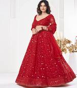 Embroidered Sequinned Semi Stitched Lehenga & Unstitched Blouse With Dupatta