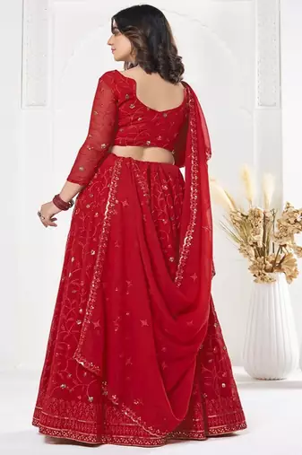 Embroidered Sequinned Semi Stitched Lehenga & Unstitched Blouse With Dupatta