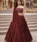 Embroidered Sequinned Ready to Wear Lehenga & Unstitched Blouse With Dupatta