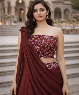 Embroidered Sequinned Ready to Wear Lehenga & Unstitched Blouse With Dupatta 2