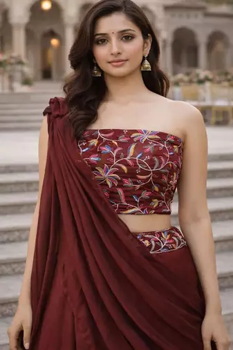 Embroidered Sequinned Ready to Wear Lehenga & Unstitched Blouse With Dupatta