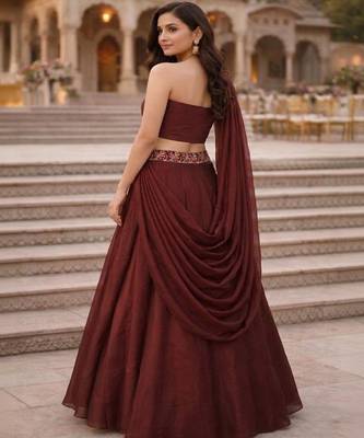 Embroidered Sequinned Ready to Wear Lehenga & Unstitched Blouse With Dupatta 3