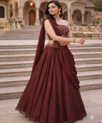 Embroidered Sequinned Ready to Wear Lehenga & Unstitched Blouse With Dupatta 4