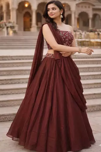 Embroidered Sequinned Ready to Wear Lehenga & Unstitched Blouse With Dupatta