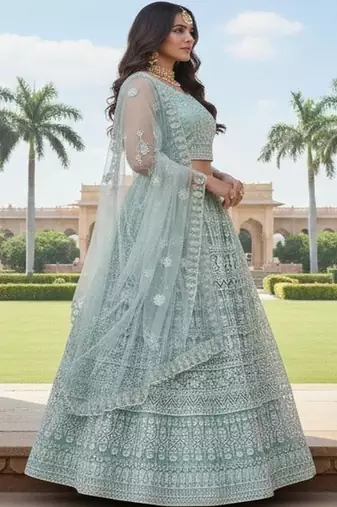 Embellished Sequinned Semi Stitched Lehenga & Blouse With Dupatta