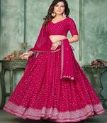 Embroidered Sequinned Semi Stitched Lehenga & Unstitched Blouse With Dupatta