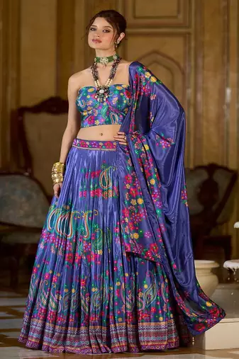 Printed Ready Lehenga & Unstitched Blouse With Dupatta