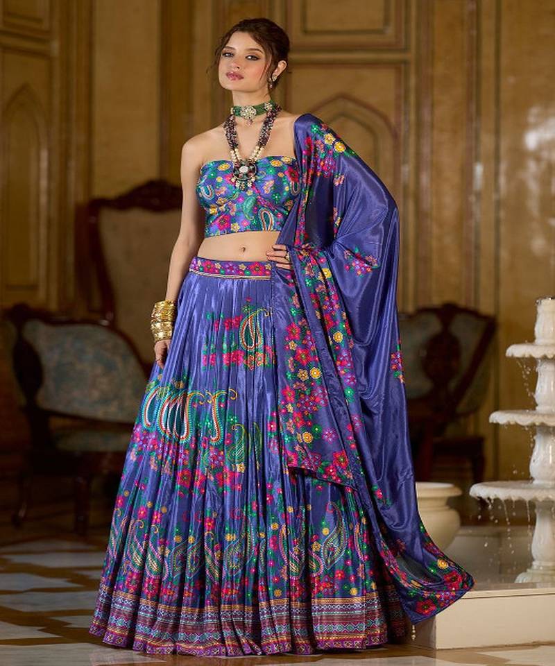 Printed Ready Lehenga & Unstitched Blouse With Dupatta