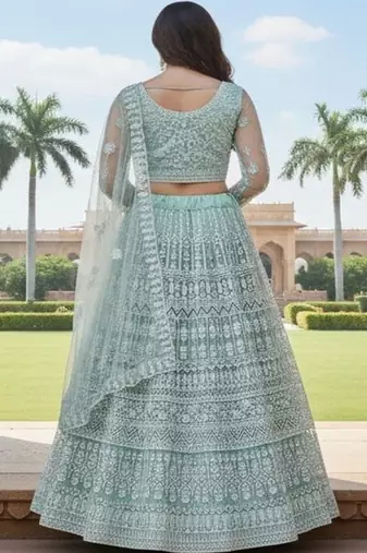Embellished Sequinned Semi Stitched Lehenga & Blouse With Dupatta