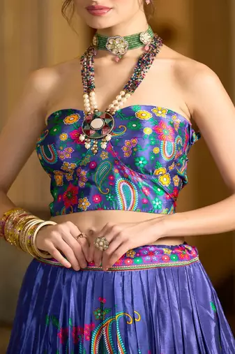 Printed Ready Lehenga & Unstitched Blouse With Dupatta