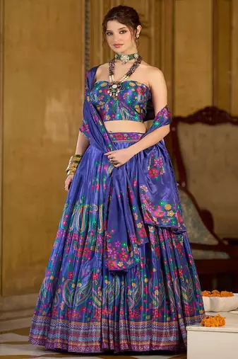 Printed Ready Lehenga & Unstitched Blouse With Dupatta