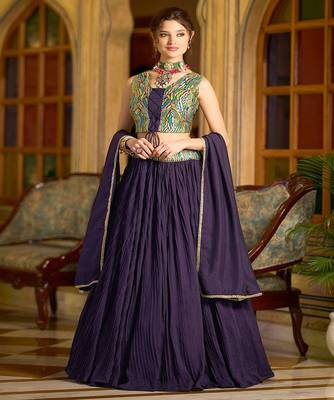 Emroidered Thread Work Ready To Wear Lehenga & Unstitched Blouse With Dupatta 1