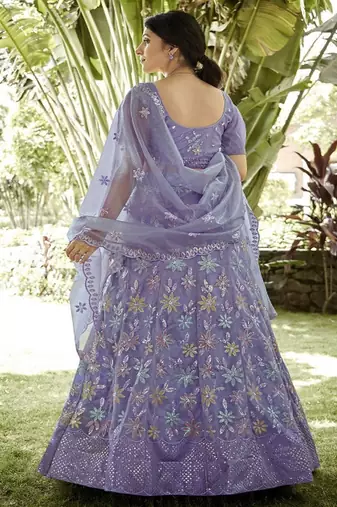 Embroidered Sequinned Semi Stitched Lehenga & Unstitched Blouse With Dupatta