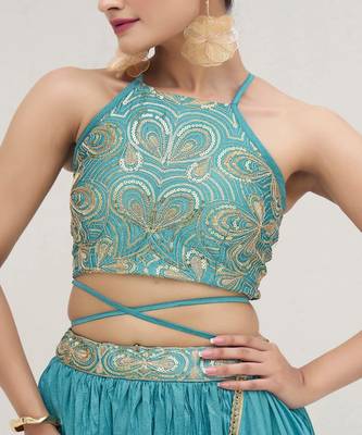 Emroidered Thread Work Ready To Wear Lehenga & Unstitched Blouse With Dupatta 2