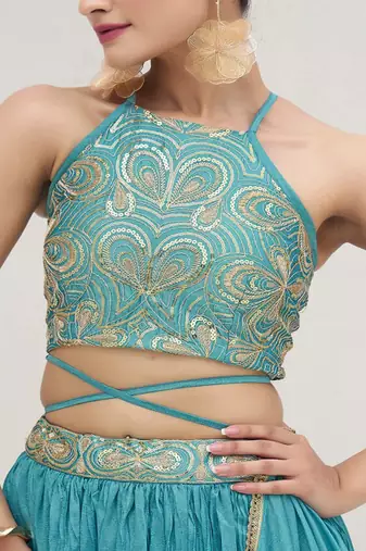 Emroidered Thread Work Ready To Wear Lehenga & Unstitched Blouse With Dupatta