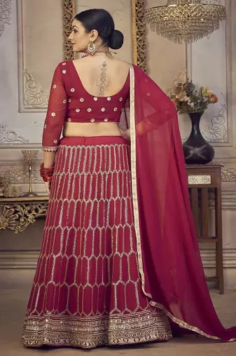 Embroidered Sequinned Semi Stitched Lehenga & Unstitched Blouse With Dupatta