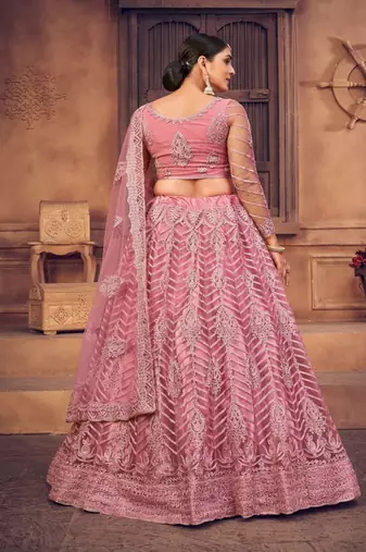 Embroidered Thread Work Semi Stitched Lehenga & Unstitched Blouse With Dupatta