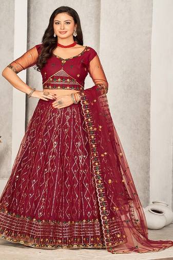 Embroidered Ready to Wear Lehenga & Unstitched Blouse With Dupatta