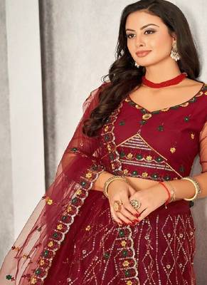 Embroidered Ready to Wear Lehenga & Unstitched Blouse With Dupatta 2